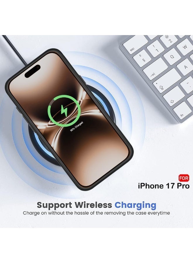 جراب مغناطيسي لهاتف آيفون 17 برو متوافق مع MagSafe، غطاء حماية مقاوم للصدمات، إطار TPU غير لامع بلون موحد، ظهر شفاف مقاوم للخدش (أسود) - Image 2